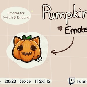 Kürbis Katzenherz Emote | Zucken | Discord | YouTube | Kawaii süße Halloween Hexe Emotes
