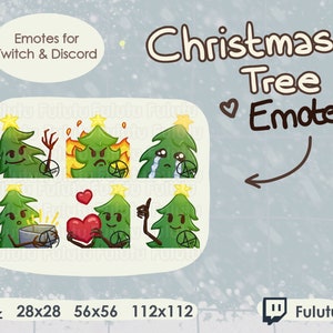 Christmas Tree Emote Pack | Twitch | Discord | YouTube | Kawaii Cute Winter Snow Christmas VTuber Streaming Emotes