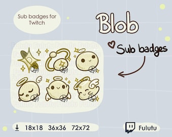 Gelber Klecks Sub Badge Pack | Zucken | Discord | YouTube | Niedliche Himmlische Engel Slime Flügel VTuber Piercings Emotes