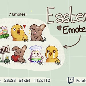 Easter Emote Pack | Twitch | Discord | YouTube | Kawaii Cute Bunny Chick Egg Streaming Emotes