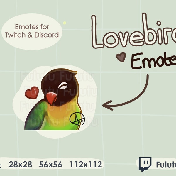 Émote de cœur à collier jaune inséparable | Secousse | Discorde | Youtube | Kawaii Cute Bird Birb Parrot Streaming Emotes