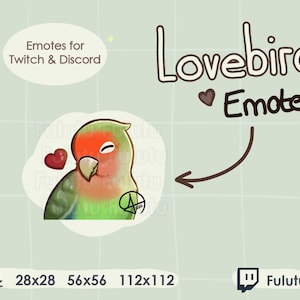 Lovebird Peach-faced Heart Emote | Twitch | Discord | YouTube | Kawaii Cute Bird Birb Parrot Streaming Emotes