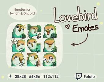 Lovebird Pfirsich / Blau Emote Pack | Zucken | Discord | YouTube | Kawaii süßer Vogel Birb Papagei Tracking