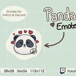 Panda Heart Emote | Twitch | Discord | YouTube | Kawaii Cute Bear Streaming Emotes