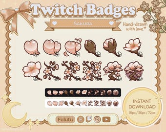 Orange Sakura Sub Badge | Zucken | Discord | YouTube | Kawaii niedlich Pflanze Blume Kirschblüte VTuber Piercings Emotes
