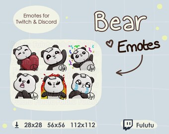 Panda Bär Emote Paket | Zucken | Discord | YouTube | Kawaii Süß VTuber Teddy Plüschtier Stofftier Piercings Emotes