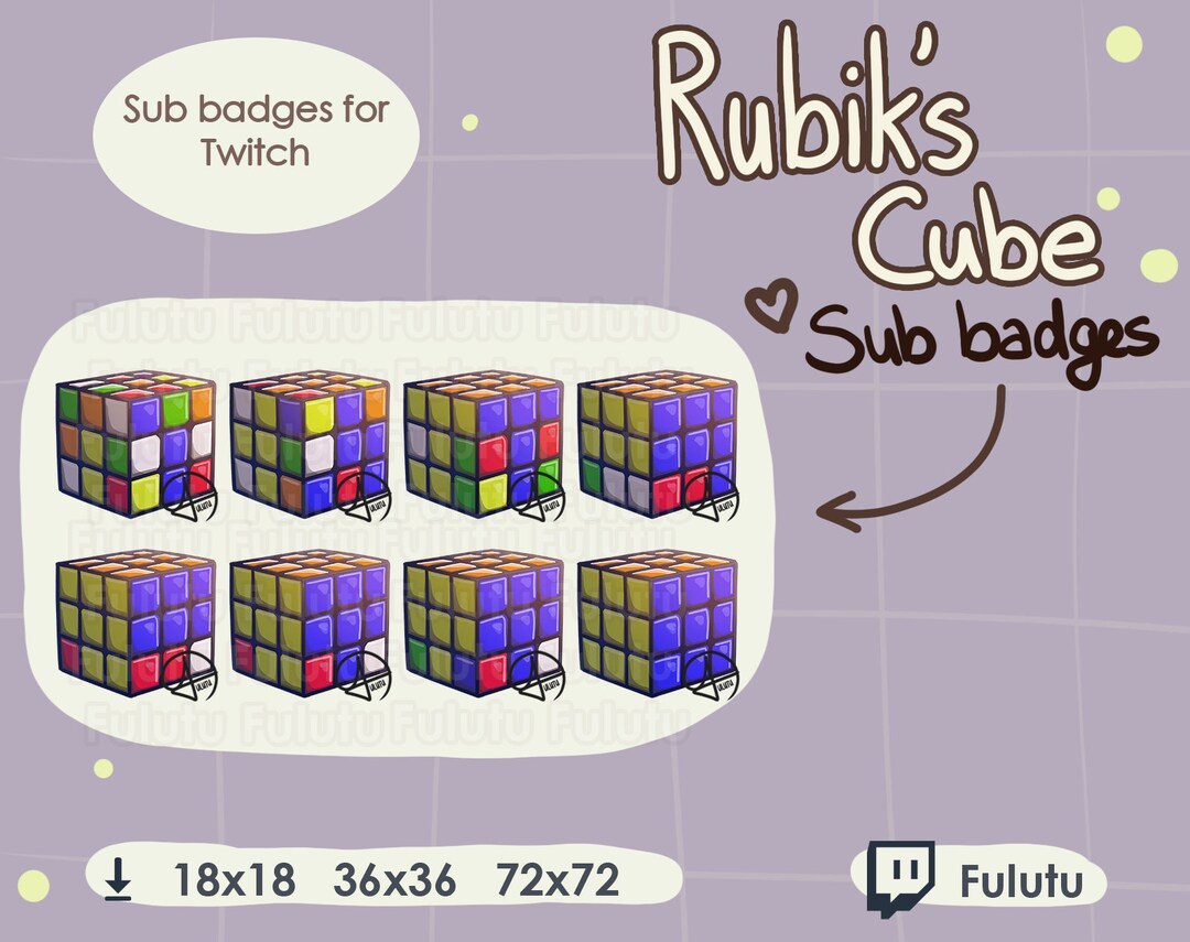 Rubik's Cube Sub Badge Pack Ver 1 | Twitch | Discord | Youtube | Kawaii ...
