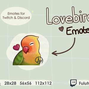 Lovebird Green-pied Heart Emote | Twitch | Discord | YouTube | Kawaii Cute Bird Birb Parrot Streaming Emotes