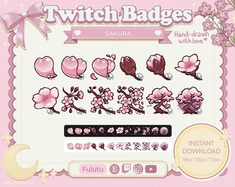 Sakura Sub Badge | Zucken | Discord | YouTube | Kawaii niedlich Pflanze Blume Kirschblüte VTuber Piercings Emotes