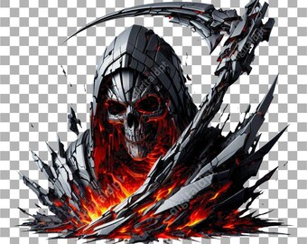 Clipart PNG di Halloween con la morte, download digitale stampabile spaventoso per l'artigianato