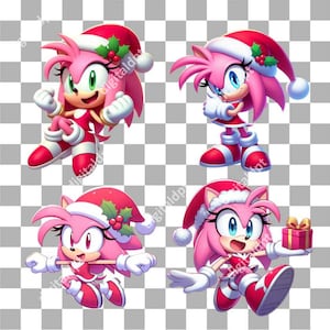 Sonic transparent png, Amy rose christmas theme