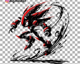 Disegno grafico del riccio Shadow, file PNG trasparente di Shadow, download digitale di clipart di Sonic