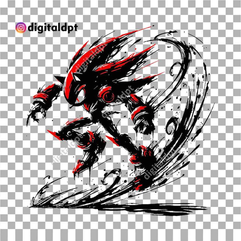 Shadow the Hedgehog Artwork Design, Shadow PNG Transparent File, Sonic ...