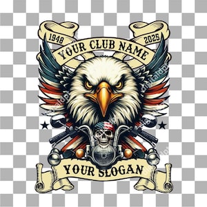 Biker Skull Eagle PNG: Motorcycle Shirt Design, Sublimation Download