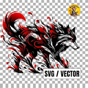 Tribal Wolf Clipart SVG: Vector Cut File (Commercial Use)