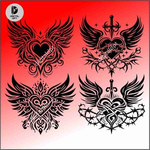 Tribal Heart SVG Bundle: Hand-Drawn Heart Clipart (Digital Download)