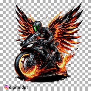 Street bike design clipart, Motorbike transparent PNG file, Flaming Motorcyle image