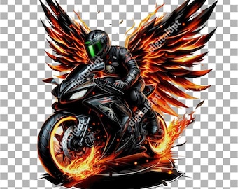 Clipart projektu ulicznego roweru, przezroczysty plik PNG motocykla, obraz Flaming Motorcyle