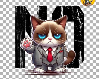 Grumpy Cat PNG: Funny Shirt Sublimation Design (Digital Download)