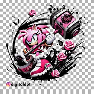 Amy Rose Clipart: Sonic the Hedgehog PNG (Digital Download)