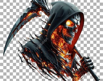 Grim Reaper PNG Clipart, grafica del teschio per la stampa