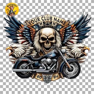 Editable Motorcycle club T-shirt logo design for t shirt, DTF, DTG, sublimation,  PDF file.