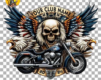 Editable Motorcycle Club T-Shirt Logo Design (PDF File)