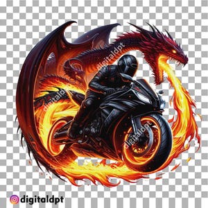 Street Bike PNG: Dragon Rider Clipart (Digital Download)
