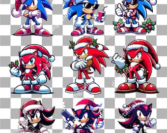 Sonic PNG trasparente, tema natalizio dal design personalizzato