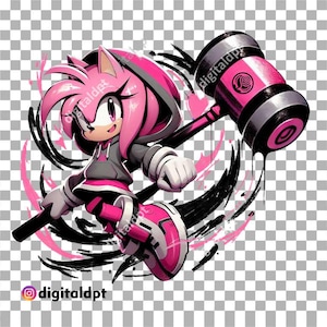 Amy Rose Clipart: Transparent PNG File (Digital Download)