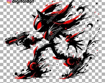 Disegno di clipart ombra: file PNG nero e rosso (download digitale)