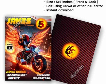 Shadow The Hedgehog birthday invitation card, cool birthday invitation card, editable, printable PDF files