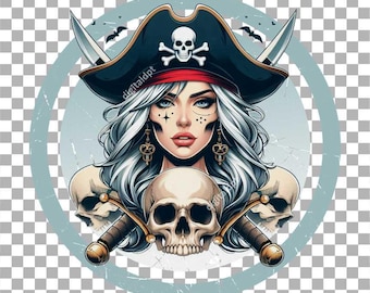 Clipart PNG di ragazza pirata – Grazioso design fai da te (download digitale)