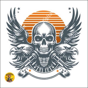 Motorrad Club Skull & Adler Design: Individuell PNG (Digitaler Download)