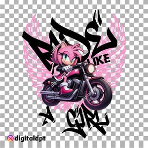 Amy Rose Motorcycle Girl PNG Clipart: Edgy Biker Design (Digital Download)