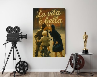 „Life Is Beautiful“ – Digitales Poster – Inspiriert vom italienischen Kino – Poetischer Filmdruck – Sofort-Download
