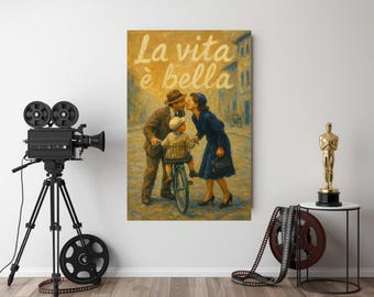 Das Leben ist schön – Digitales Poster – Wandbild inspiriert vom Film Roberto Benigni – Minimalistischer Kinodruck – Sofort-Download