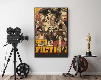 Pulp Fiction Digitalposter – Von Tarantino inspirierte Wanddekoration – Minimalistischer Filmdruck – Sofort-Download