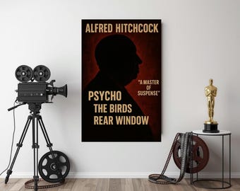 Digitales Hitchcock-Poster – Wandbild im Thriller-Stil – Minimalistischer Filmdruck – Sofort-Download