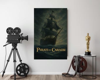 Digitales Poster zu „Fluch der Karibik“ – Neues Wandbild im Stil des Piratenfilms – Abenteuerlicher Druck – Sofort-Download