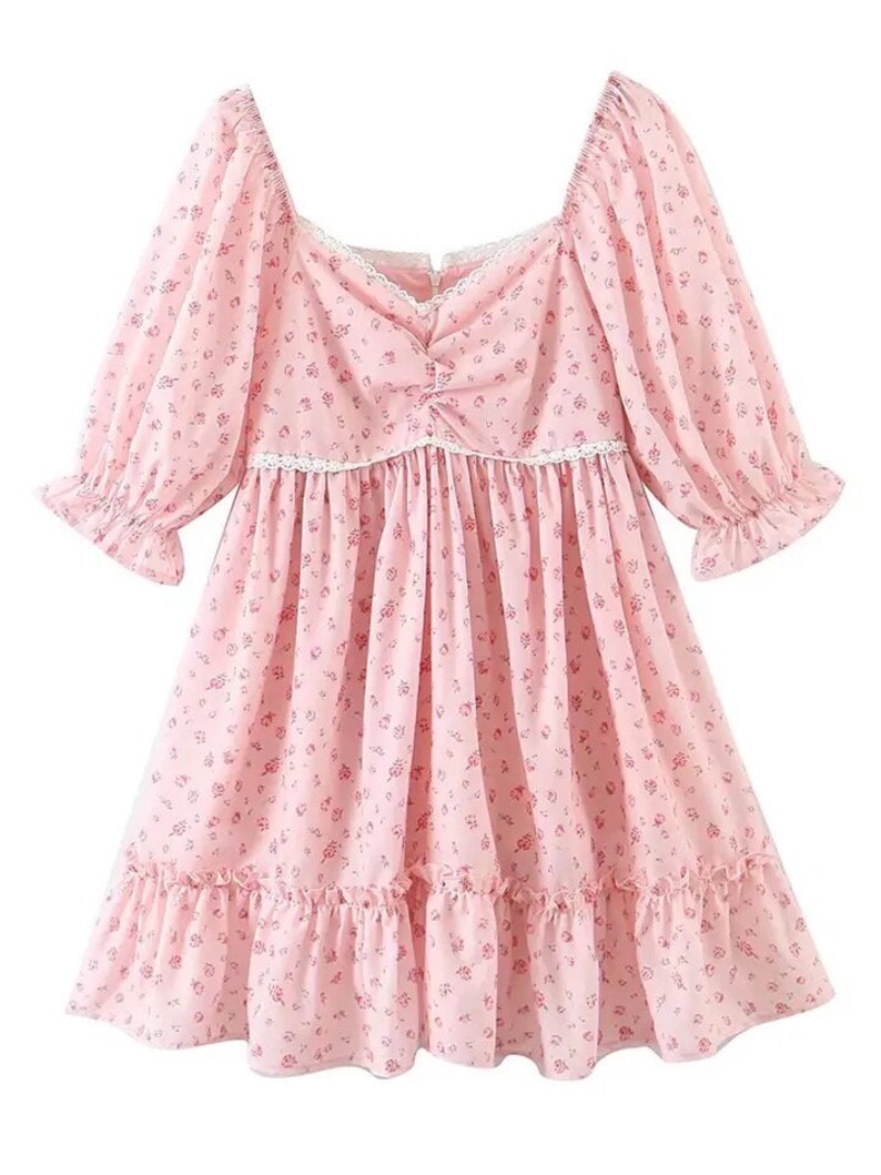 Pink Floral Babydoll Dress Etsy