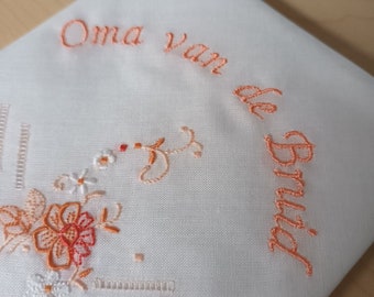 1 x Zakdoek Oma van de Bruid of Bruidegom - bruiloft geborduurd Retro Huwelijk Bruiloft kadotip huwelijk voor Oma of Grandmother