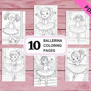 10 Cute Ballerina Coloring Pages for Kids | Printable PDF 10 Pages A4 | For Kids Girls and Adults