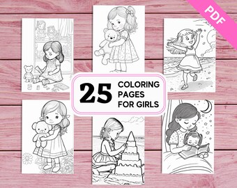 25 Cute Coloring Pages for Girls | Printable PDF 25 Pages A4 | For Kids Girls Adults | Instant Download | Coloring Sheets | A lot of fun