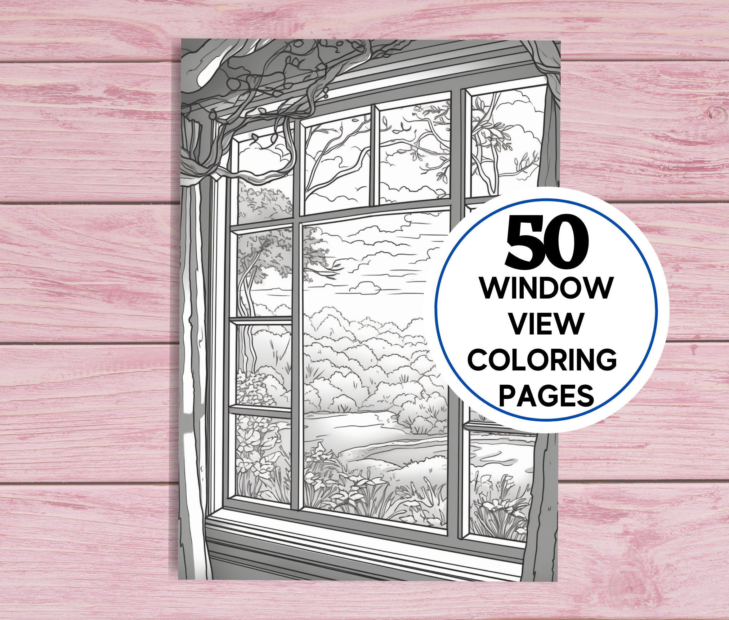 Window View Coloring Pages – 50 Interior Designs for Adults (printable ...