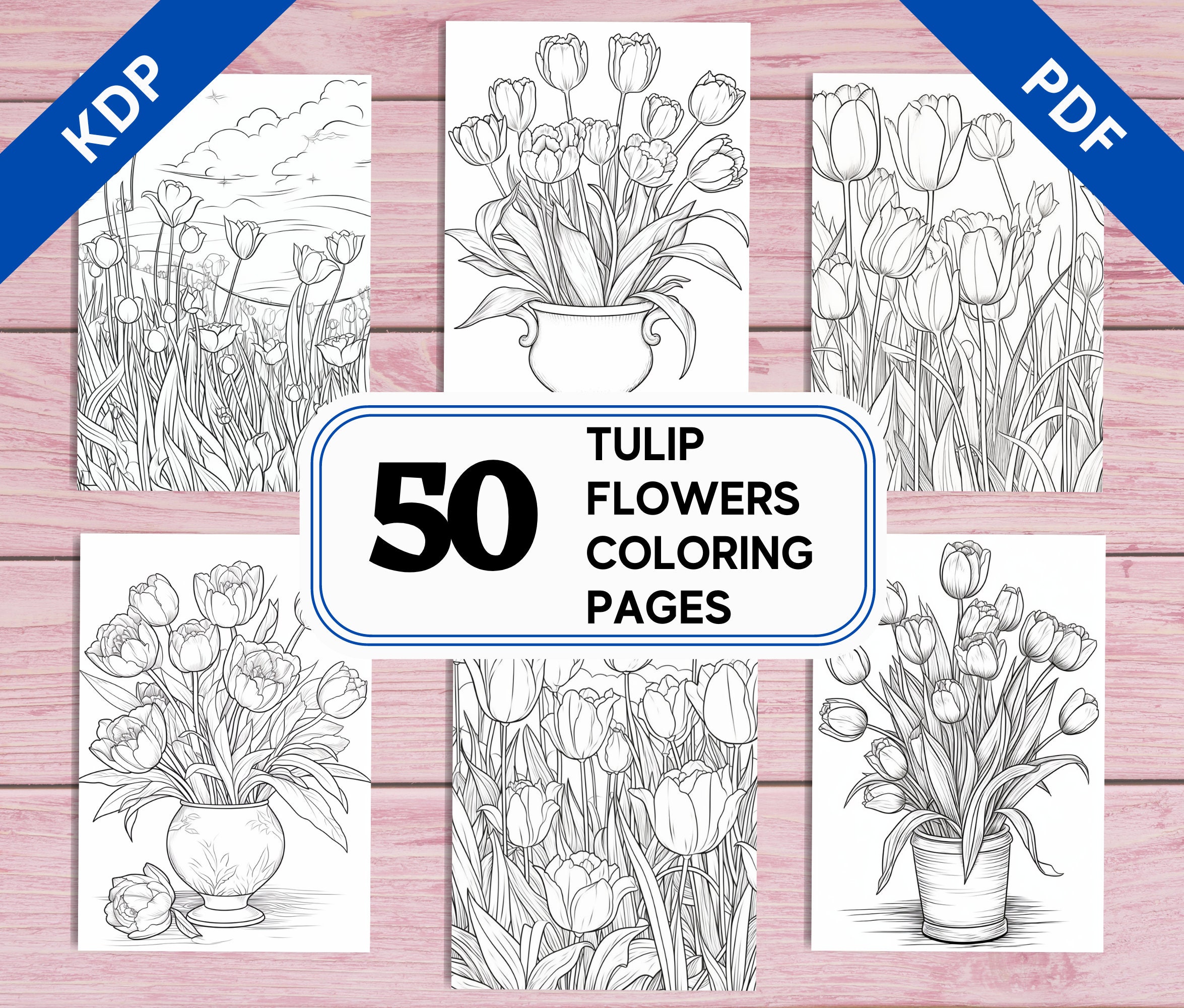 50 Tulip Flowers Coloring Pages | Intricate Botanical Illustrations ...