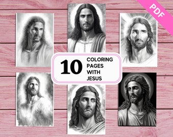 Jesus Christ Coloring Pages – 10 Printable Greyscale Designs (PDF Download)