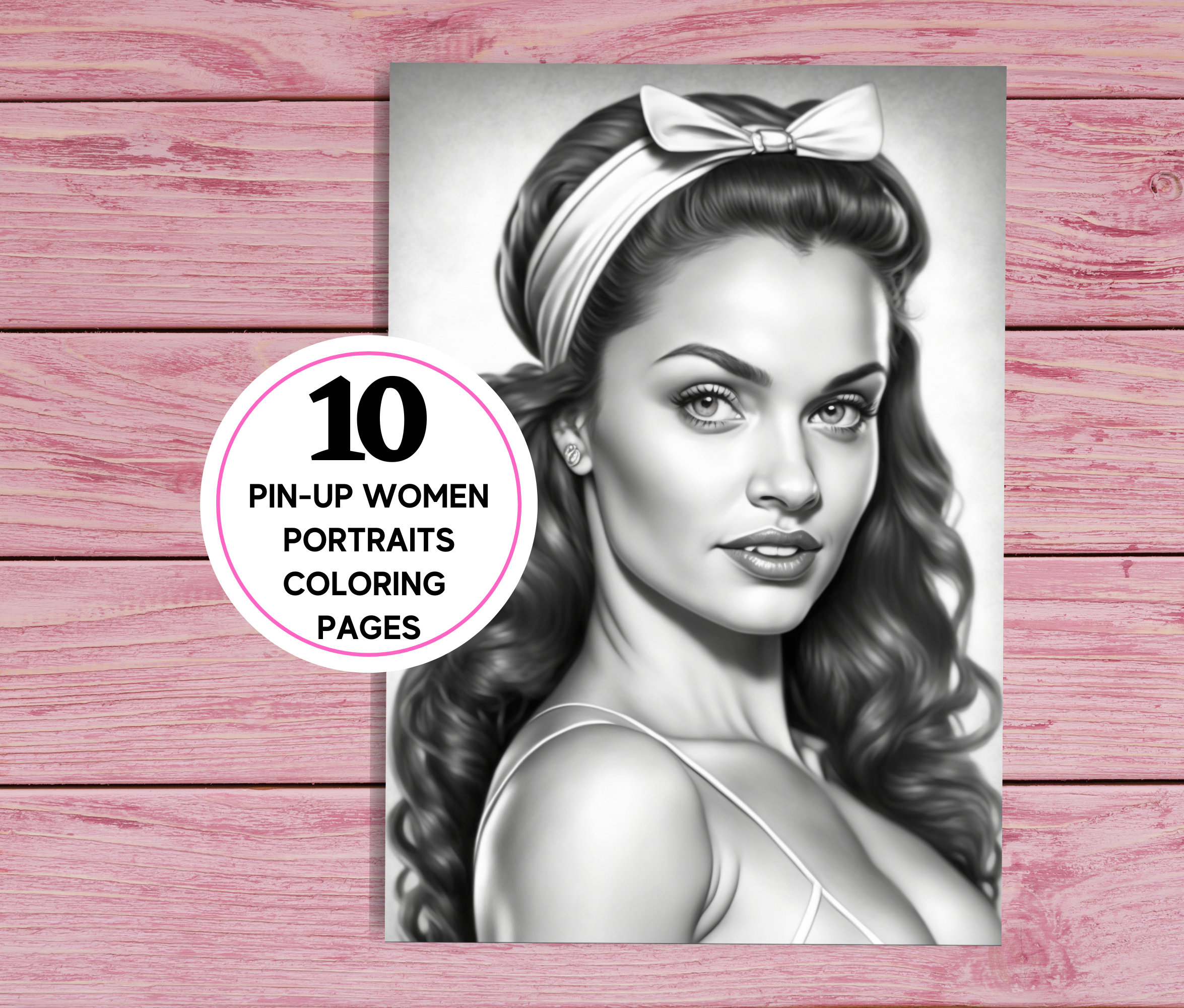 Pin-up Women Portraits 10 Coloring Pages for Adults Printable PDF 10 ...