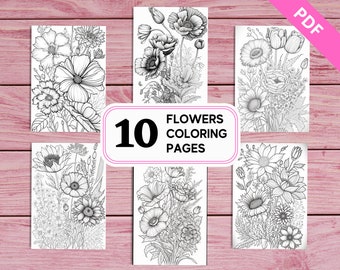 Flower Coloring Pages for Adults – 10 Printable Floral Designs (PDF)