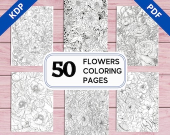 50 Dibujos de Flores para Colorear / Ilustraciones Botánicas (PDF Imprimible)